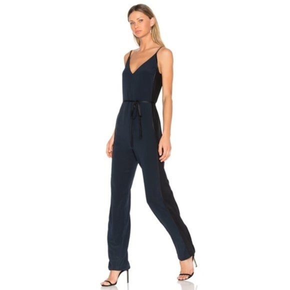 rag & bone Pants - Rag & Bone Rosa Silk Navy Jumpsuit